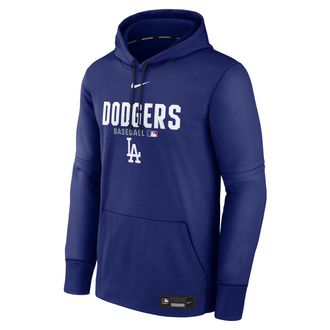 Nike Mens Los Angeles Dodgers Authentic Collection Nike Therma MLB Pullover Hoodie in Blue | NAC30C6ZLD-RMG