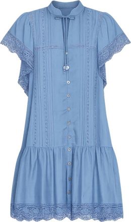 Sea NY Pippa Mini Jurk - Dames - Korte kleedjes - Blauw - M - Katoen - Kleedjes