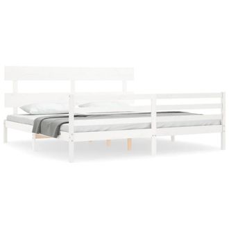 Berkfield Home Bed Frame with Headboard White 200x200 cm Solid Wood