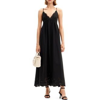 Desigual Temis Eyelet Trim A-Line Dress in Black at Nordstrom Rack, Size Medium