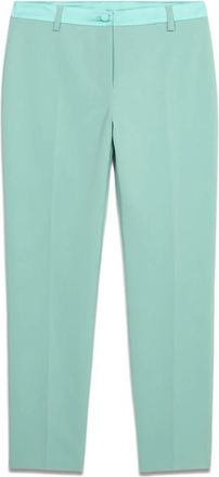 Oltre Broek met satijnen details - Dames - Slim Fit Broeken - Groen - M - Satijn - Broeken