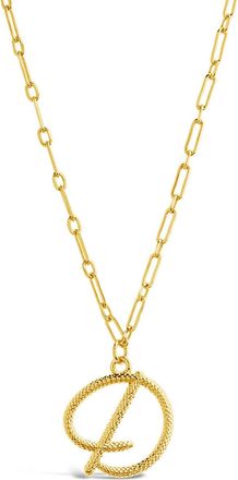 Sterling Forever Textured Initial Charm Pendant Necklace