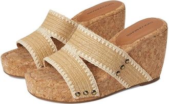 Lucky Brand Vickta Woven Band Cork Wedge Sandals Womens Sandals Dark Natural : 7.5 B - Medium, Synthetic