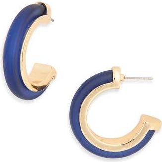 Nordstrom Rack Frosted Resin Hoop Earrings in Sapphire- Gold at Nordstrom Rack