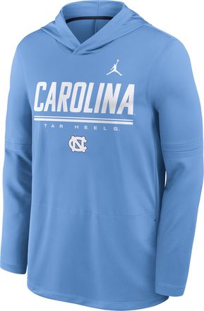 Nike Jordan Mens North Carolina Sideline Jordan Brand Dri-FIT College Long-Sleeve Hooded Top in Blue | 0JB9195UNCN-594