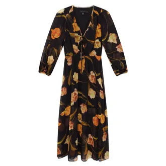 Ted Baker Mesh Top Midi Zwarte Jurk