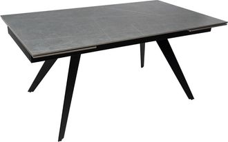 Koketto Home Mesa extensible con patas negras y tablero de porcelanico gris 160
