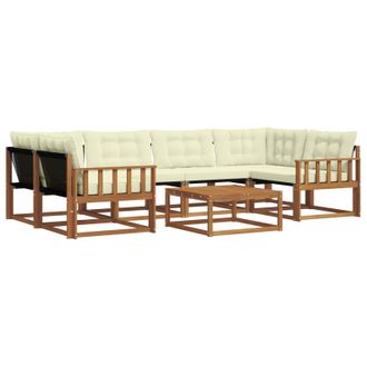 vidaXL Conjunto De Sof&aacute;s De Exterior Con Coj&iacute;n 7 Pcs Natural Y Crema Vidaxl