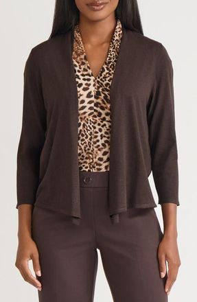 Kasper Open Front Cardigan in Rich Chocolate at Nordstrom, Size Large