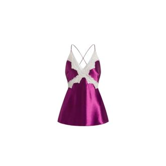 Alberta Ferretti Satijnen Top met Kant - Dames - Tops zonder mouwen - Paars - 2XL - Satijn - Tops