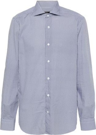 Barba graphic-print shirt - men - Cotton - 40 - Blue