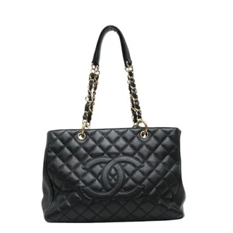 Chanel Black Grained Calfskin Shoulder Bag Tote Bag (Pre-Owned)