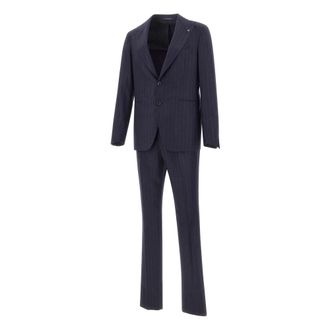 Tagliatore Single Breasted Suits, male, Blue, Size: L Pinstripe Suit