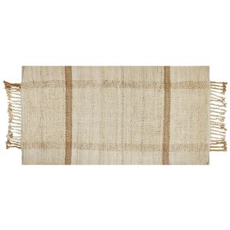 Beliani Beliani - Alfombra De Yute Beige Arena Natural 80 X 150 Cm A Mano Geom&eacute;trico Borlas Yelmez