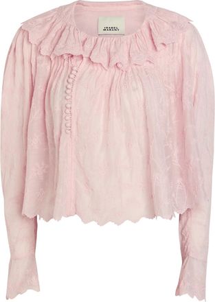 Isabel Marant Zelly Embroidered Cotton-blend Blouse - Pink - 38 (UK10 / S)