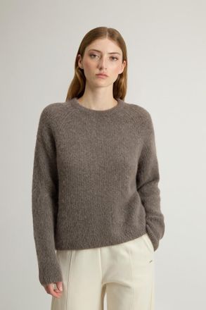 Woolrich dames Trui met ronde hals van alpaca- en achteraf geverfde wolmix Grey Grootte XS