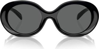 Emporio Armani 53mm Oval Sunglasses in Shiny Black /Dark Grey at Nordstrom