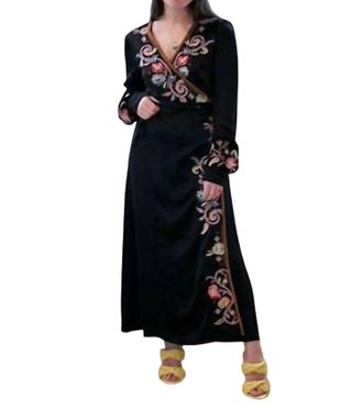 Johnny Was Esme Puff Sleeves Wrap Dress In Black