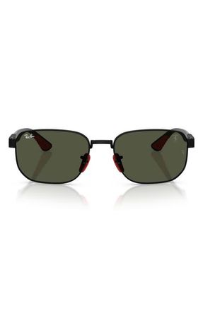 Ray-Ban 59mm Ferrari Irregular Sunglasses in Matte Black /Green at Nordstrom