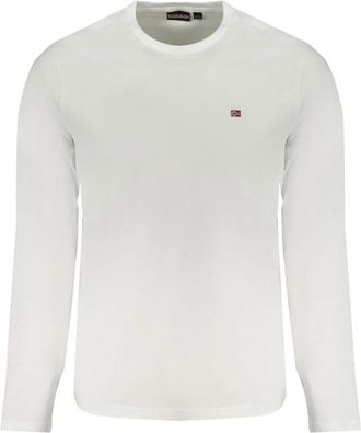 Napapijri Witte Katoenen Longsleeve Tee - Heren - Longsleeves - Wit - XL - Katoen - Tops