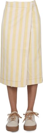 Sunnei Beige Stripes Midi Skirt
