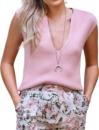 Moodie Kimmie Sweater Vest In Pink