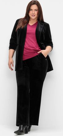 Sheego Stretch-Hose SHEEGO, Damen, Gr. 40, Normalgr&ouml;ssen, schwarz, 92% Polyester, 8% Elasthan, unifarben, Hosen Stretch-Hose