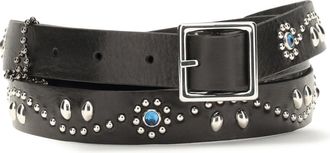 HTC Studded Calf Leather Belt - Black