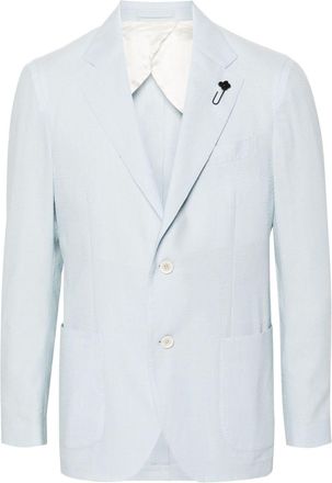 Lardini striped single-breasted blazer - men - Viscose/Cotton/Cupro/Viscose/Polyamide - 50 - Blue