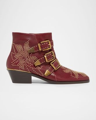 Chlo&eacute; 40mm Susanna Studded Leather Ankle Booties