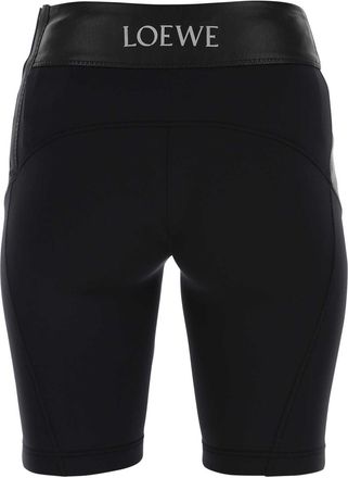 Loewe Womens Black Leather And Fabric Leggings