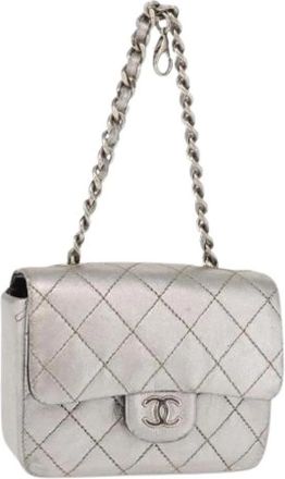 Chanel Pre-owned Mini Bag - Dames - Vintage Mini Tas - Grijs - ONE Size - Leer - Vintage