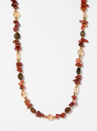 Simons Womens Asymmetric natural stone necklace