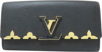 Louis Vuitton Taurillon Black Noir Leather Long Wallet (Bi-Fold) (Pre-Owned)
