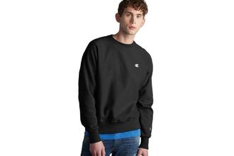 Champion Mens Crewneck, Reverse Weave, Heavyweight Fleece Sweatshirt, Black, M