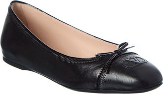 Valentino Vlogo Signature Leather Ballerina Flat