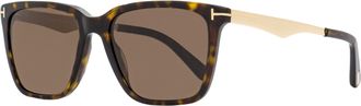 Tom Ford Mens Rectangular Sunglasses TF862 Garrett 52E Dark Havana/Gold 54mm