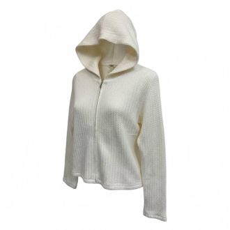 Dylan Womens Zip Hoodie Cable Jacket In Winter White