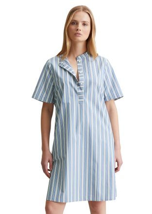 Marc O'Polo Denim Hemdblusenkleid MARC OPOLO DENIM, Damen, Gr. XL, N-Gr, blau (medium blau), Web, Obermaterial: 100% Baumwolle, gestreift, A-Linie, Kleider Hemdblusenkl