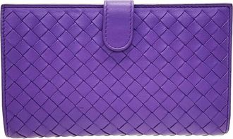 Bottega Veneta Purple Intrecciato Leather Long Wallet (Bi-Fold) (Pre-Owned)