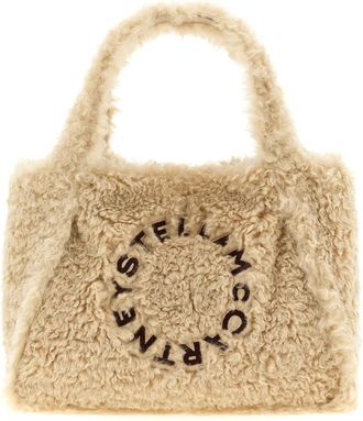 Stella McCartney Tote bag van imitatiebont met logoborduursel - Dames - Tassen - Beige - Maat: ONE Size Polyamide