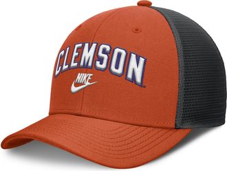 Nike Clemson Legacy Arch Rise Nike Mens Dri-FIT College Trucker Adjustable Hat in Orange | NC1310NMCLV-DUH