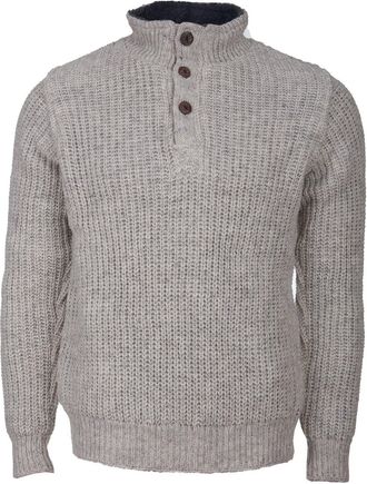 Deproc Strickfleecejacke DEPROC ACTIVE Wollpullover mit Fleece ELKFORD MEN, Herren, Gr. S (48), sanftes wei&szlig;, 100% Schurwolle, Jacken Strickfleecejacke