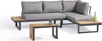 DCB Garden Salón de jardín 4 pl de madera de acacia y aluminio