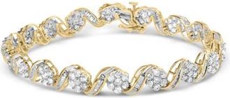 House of Brilliance 10k Yellow Gold 5.00 Cttw and Baguette-Cut Diamond Floral Link 7.25 Bracelet at Nordstrom