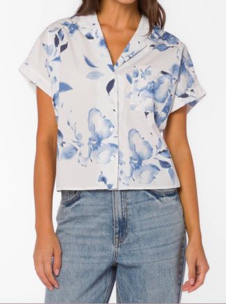Velvet Heart Bane Cropped Shirt In Washed Waterflower