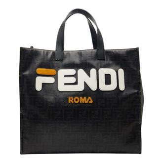 Fendi Black Pvc Wool Leather Tote Bag (Pre-Owned)