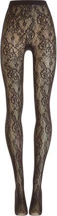 Wolford Grafische Bloemige Panty - Dames - Pantys - Bruin - M - Wol - Ondergoed