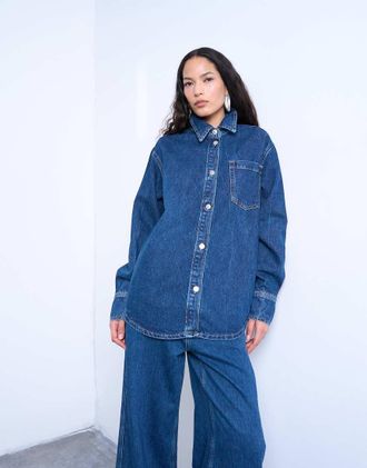 Topshop Camicia giacca di jeans blu indaco