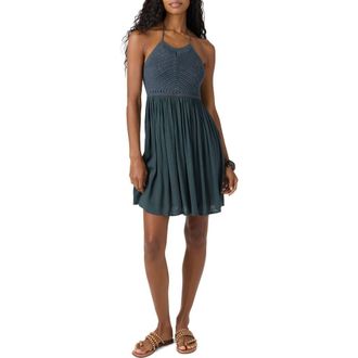 O'Neill Kindra Mixed Media Halter Dress in Slate Blue at Nordstrom, Size Medium